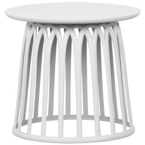 Hoorns Bílý plastový zahradní odkládací stolek Brian 50 cm  - Výška45 cm- Průměr 50 cm