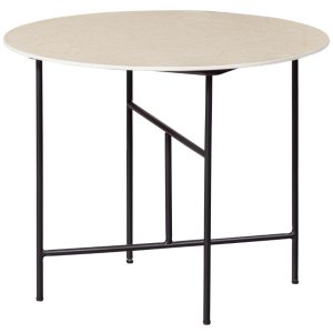 Hoorns Béžový konferenční stolek Tatum 60 cm s mramorovým dekorem  - Výška48 cm- Průměr 60 cm