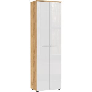 Bílá lesklá šatní skříň GEMA Adeil 198 x 60 cm  - Výška198 cm- Šířka 60 cm