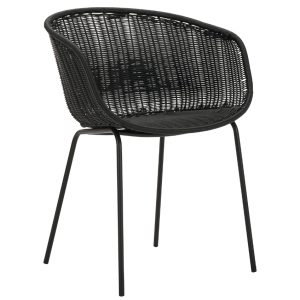House Doctor Černá zahradní židle z umělého ratanu Hapur  - Výška78 cm- Šířka 58 cm
