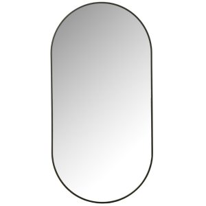 Černé kovové oválné zrcadlo J-line Canny 100 x 50 cm  - Výška100 cm- Šířka 50 cm
