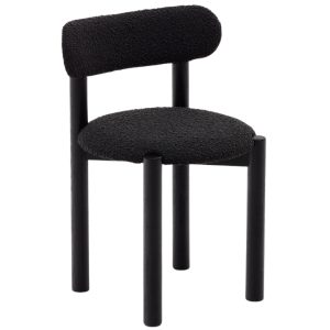 Černá bouclé jídelní židle Kave Home Nebai  - Výška75 cm- Šířka 51 cm