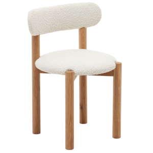 Bílá bouclé jídelní židle Kave Home Nebai  - Výška75 cm- Šířka 51 cm