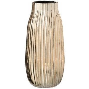Zlatá skleněná váza J-line Noterich 30 cm  - Výška30 cm- Průměr 14 cm