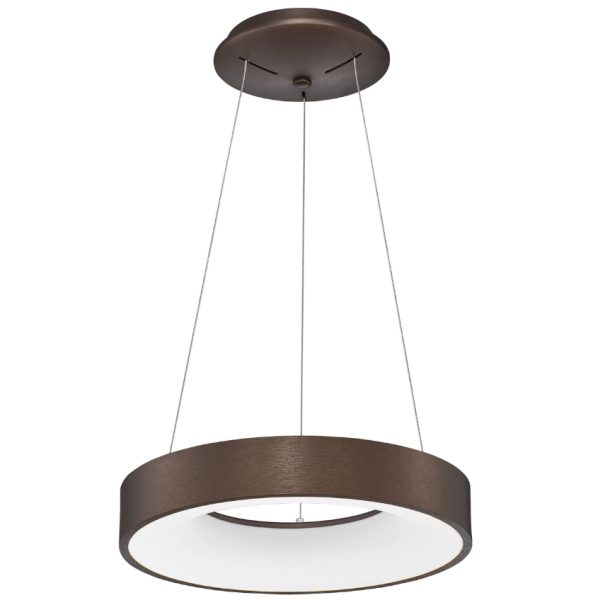 Hnědé závěsné LED světlo Nova Luce Rando Thin 38 cm  - Výška120 cm- Průměr 38 cm