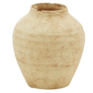 Béžová keramická váza Kave Home Silbet 21 cm  - Výška21 cm- Průměr 20 cm