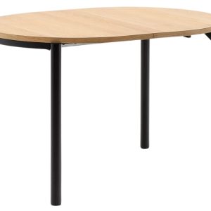 Dubový rozkládací jídelní stůl Kave Home Montuiri 120-200 x 90 cm s černou podnoží  - Výška75 cm- Šířka 120-200 cm