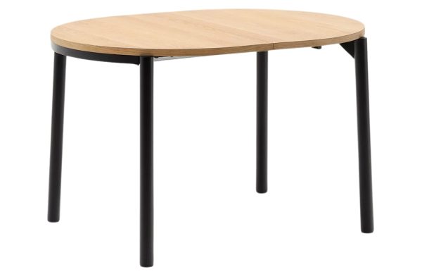 Dubový rozkládací jídelní stůl Kave Home Montuiri 120-200 x 90 cm s černou podnoží  - Výška75 cm- Šířka 120-200 cm