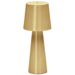 Zlatá kovová zahradní stolní LED lampa Kave Home Arenys S  - Výška25 cm- Průměr stínidla 10 cm