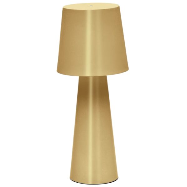 Zlatá kovová zahradní stolní LED lampa Kave Home Arenys M  - Výška40 cm- Průměr stínidla 16 cm