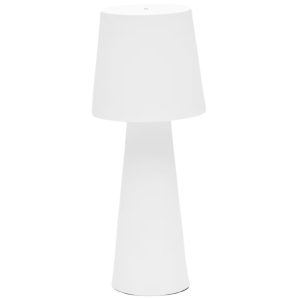 Bílá kovová zahradní stolní LED lampa Kave Home Arenys M  - Výška40 cm- Průměr stínidla 16 cm