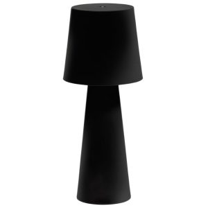 Černá kovová zahradní stolní LED lampa Kave Home Arenys M  - Výška40 cm- Průměr stínidla 16 cm