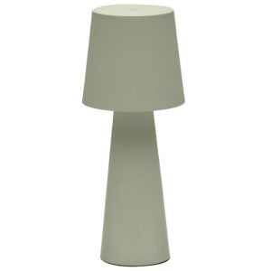 Zelená kovová zahradní stolní LED lampa Kave Home Arenys M  - Výška40 cm- Průměr stínidla 16 cm