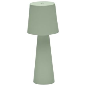 Mátově zelená kovová zahradní stolní LED lampa Kave Home Arenys S  - Výška25 cm- Průměr stínidla 10 cm