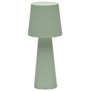 Mátově zelená kovová zahradní stolní LED lampa Kave Home Arenys M  - Výška40 cm- Průměr stínidla 16 cm
