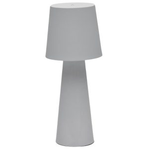 Šedá kovová zahradní stolní LED lampa Kave Home Arenys M  - Výška40 cm- Průměr stínidla 16 cm