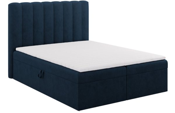 Královsky modrá čalouněná dvoulůžková postel boxspring MICADONI Kelp 180 x 200 cm  - Šířka180 cm- Výška 125 cm