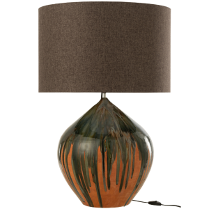Oranžovo-zelená keramická stolní lampa J-line Strepo  - Výška83 cm- Průměr 56 cm