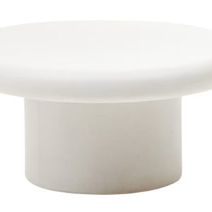 Bílý cementový zahradní stolek Kave Home Addaia 66 cm  - Výška30 cm- Průměr 66 cm