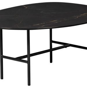 Hoorns Černý konferenční stolek Vayen 80 x 60 cm s mramorovým dekorem  - Výška34 cm- Šířka 80 cm