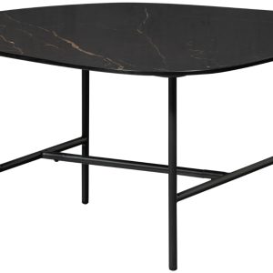 Hoorns Černý konferenční stolek Vayen 70 x 70 cm s mramorovým dekorem  - Výška38 cm- Šířka 70 cm