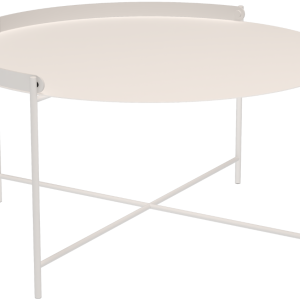 Bílý kovový zahradní konferenční stolek HOUE Edge 76 cm  - Výška37/40 cm- Průměr 76 cm