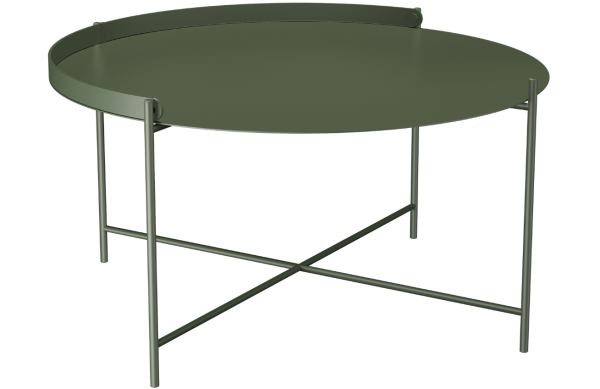 Zelený kovový zahradní konferenční stolek HOUE Edge 76 cm  - Výška37/40 cm- Průměr 76 cm