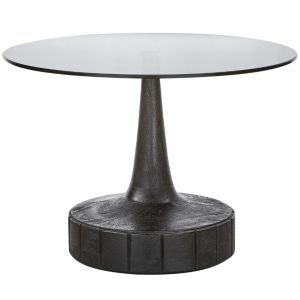 Hoorns Černý skleněný konferenční stolek Syan 60 cm  - Výška43 cm- Průměr 60 cm