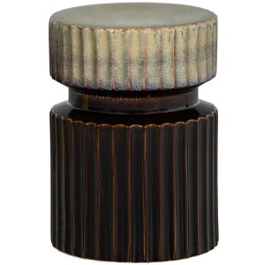 Hoorns Hnědý keramický odkládací stolek Gerne 35 cm  - Výška48 cm- Průměr 35 cm