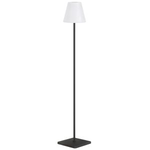 Bílá plastová solární stojací LED lampa Kave Home Amaray 120 cm s černou podstavou  - Výška120 cm- Průměr stínidla 18 cm