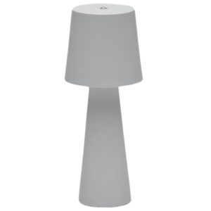 Šedá kovová zahradní stolní LED lampa Kave Home Arenys S  - Výška25 cm- Průměr stínidla 10 cm