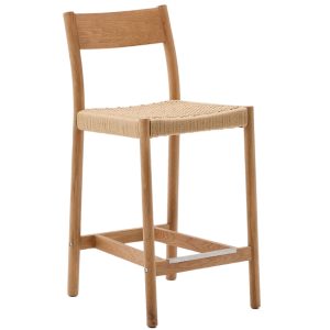 Dubová barová židle Kave Home Yalia s výpletem 65 cm  - Výška92 cm- Šířka 45 cm