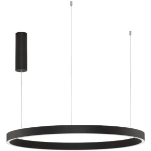 Černé kovové závěsné LED světlo Nova Luce Elowen 80 cm  - Výška150 cm- Průměr 80 cm