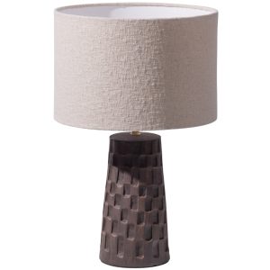 Hoorns Hnědá terakotová stolní lampa Lofi  - Výška46 cm- Stínidlo Bouclé
