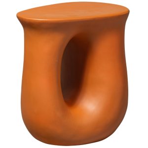 Hoorns Oranžový keramický odkládací stolek Maysan 41 x 31 cm  - Výška45 cm- Šířka 41 cm