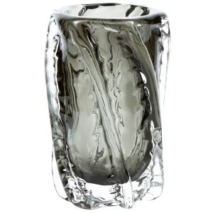 Hoorns Šedá skleněná váza Gonapar 21 cm  - Výška21 cm- Průměr 13 cm