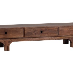 Hoorns Hnědý dřevěný TV stolek Esta 180 x 45 cm  - Výška37 cm- Šířka 180 cm