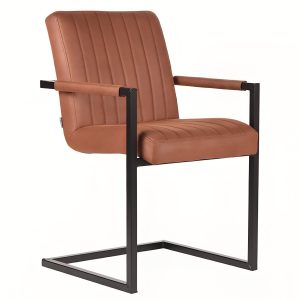Koňakově hnědá čalouněná jídelní židle LABEL51 Milo  - Výška85 cm- Šířka 55 cm