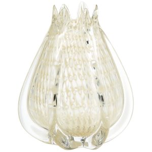 Hoorns Bílá skleněná váza Queen 24 cm  - Výška24 cm- Průměr 18 cm