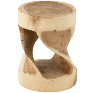 Dřevěný odkládací stolek J-line Twistie 35 cm  - Výška45 cm- Průměr desky 35 cm