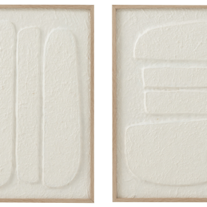 Set dvou bílých abstraktních obrazů J-line Bunky 60 x 45 cm  - Výška60 cm- Šířka 45 cm