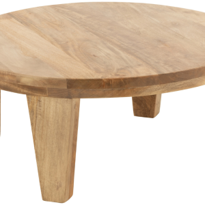 Dřevěný konferenční stolek J-line Buara 80 cm  - Výška34 cm- Průměr desky 80 cm