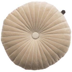 Hoorns Béžový sametový polštář Twik 45 cm  - Průměr45 cm- Hloubka 10 cm