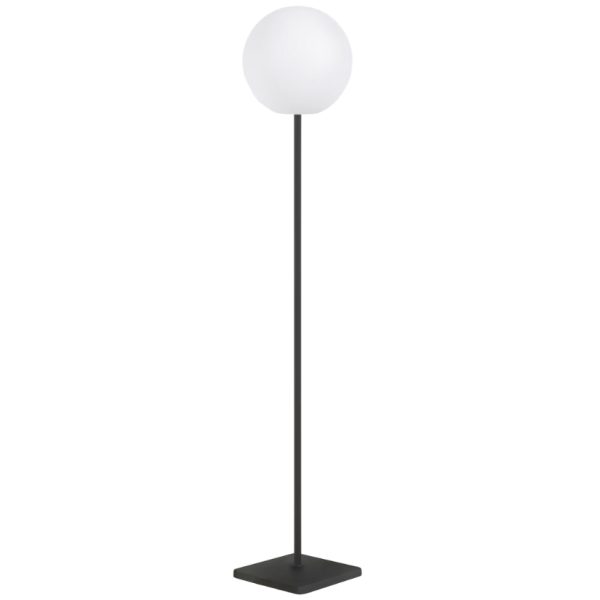 Bílá plastová solární stojací LED lampa Kave Home Dinesh 120 cm s černou podnoží  - Výška120 cm- Průměr stínidla 20 cm