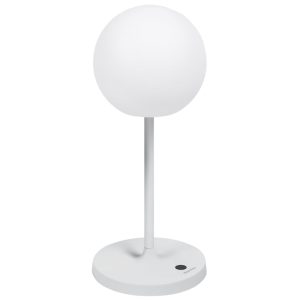 Bílá plastová stolní LED lampa Kave Home Dinesh se šedou podnoží  - Výška40 cm- Průměr stínidla 16 cm