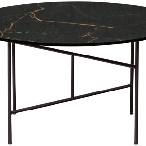 Hoorns Černý konferenční stolek Tatum 80 cm s mramorovým dekorem  - Výška40 cm- Průměr 80 cm