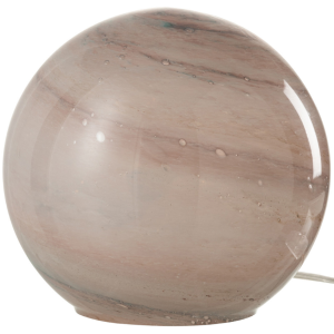 Růžová skleněná stolní lampa J-line Planet 20 cm  - Výška18 cm- Průměr 20 cm