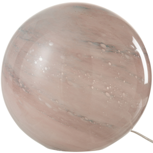 Růžová skleněná stolní lampa J-line Planet 31 cm  - Výška28 cm- Průměr 31 cm