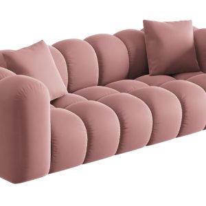 Růžová sametová třímístná pohovka Windsor & Co Halley 242 cm  - Výška70 cm- Šířka 242 cm