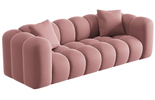 Růžová sametová třímístná pohovka Windsor & Co Halley 242 cm  - Výška70 cm- Šířka 242 cm
